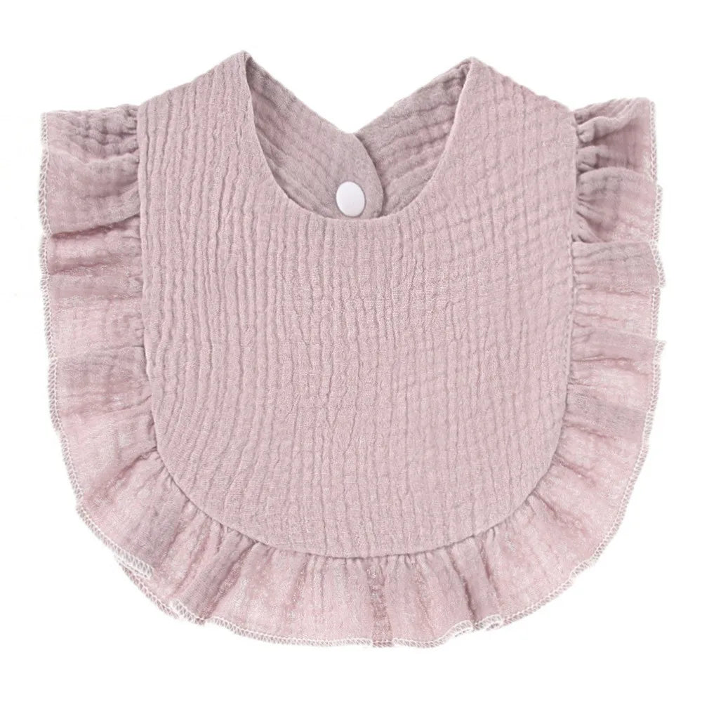 Soft Cotton Bib for Babies – Ruffle Trim Feeding & Drool Bib