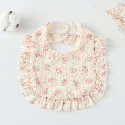 Soft Cotton Bib for Babies – Ruffle Trim Feeding & Drool Bib