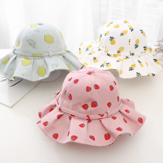 Fruit Print Baby Girl Bucket Hat – Cotton Summer Sun Hat