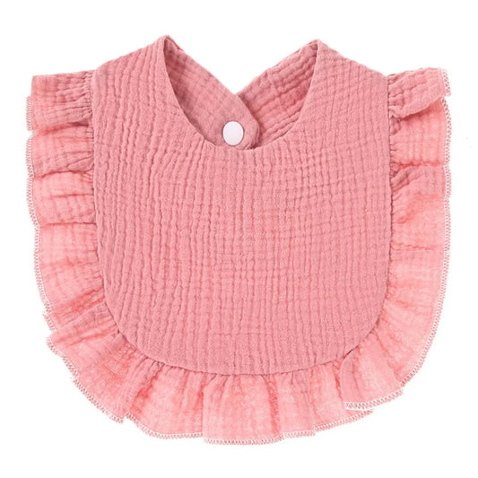 Ruffle Cotton Gauze Baby Bib – Soft Lace-Trimmed Saliva Towel