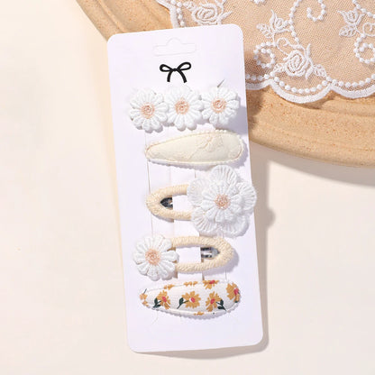 5Pcs Daisy Print BB Hair Clips for Girls – Sweet Style Hair Accessories Set