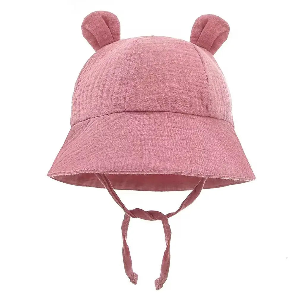 Solid Color Baby Bucket Hat – Soft Cotton Fisherman Sun Cap