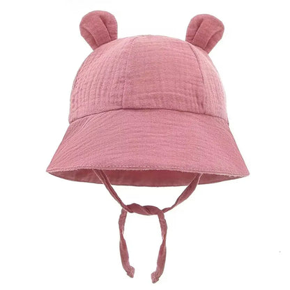 Solid Color Baby Bucket Hat – Soft Cotton Fisherman Sun Cap