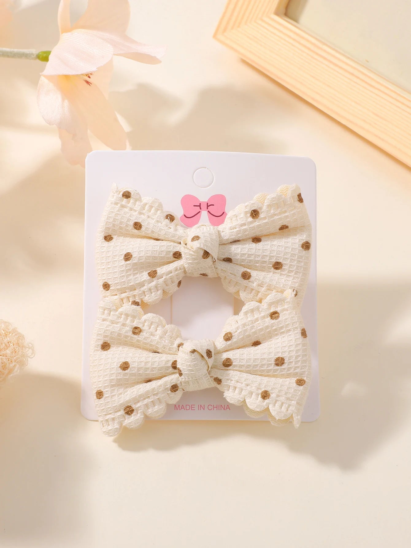 2Pcs Flower Print Bow Hair Clips for Baby Girls – Handmade Cotton Plaid Hairpins