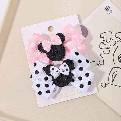 2Pcs Polka Dot Bow Hair Clips for Girls – Cute Cartoon Hairpins
