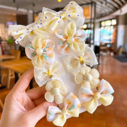 10Pcs/Set Baby Girl Bow Hair Clips – Lace Flower BB Clips
