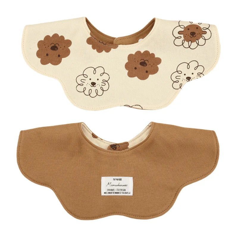 360° Rotatable Cotton Baby Bib – 6-Layer Double-Sided Animal Print