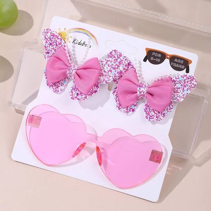 Sparkling Butterfly Hair Clip & Love Glasses Set – Fashion Kids Hair Accessories
