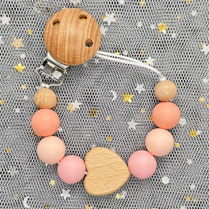 Custom Name DIY Silicone & Wooden Pacifier Clip – Personalized Teether Chain
