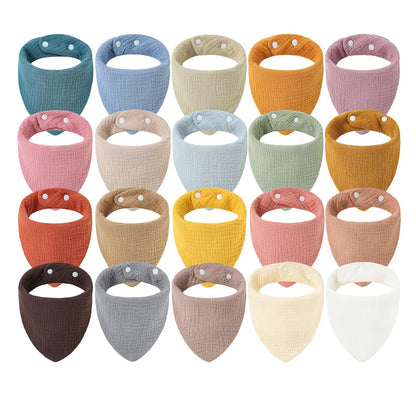 Crepe Cotton Baby Bandana Bib – Soft Triangle Feeding & Drool Cloth for Newborns