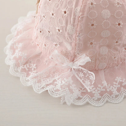 Lace Baby Bucket Hat with Cherry Design – Cotton Summer Sun
