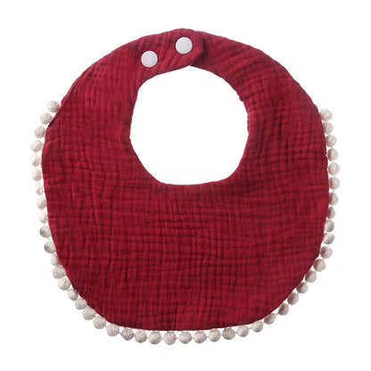 Solid Cotton Gauze Baby Bib – Soft Tassel Bandana Burp Cloth