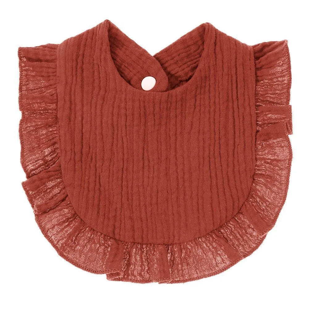 Soft Cotton Bib for Babies – Ruffle Trim Feeding & Drool Bib