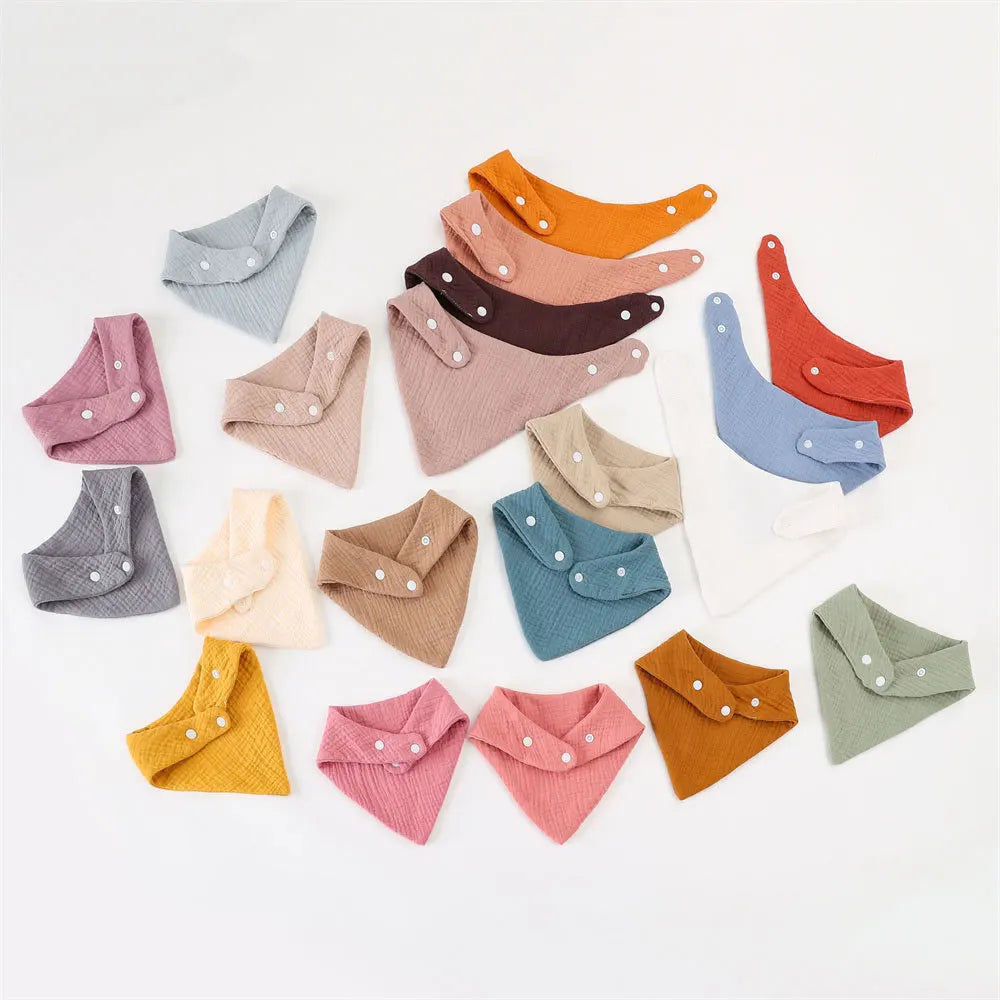 Crepe Cotton Baby Bandana Bib – Soft Triangle Feeding & Drool Cloth for Newborns