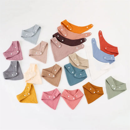 Crepe Cotton Baby Bandana Bib – Soft Triangle Feeding & Drool Cloth for Newborns