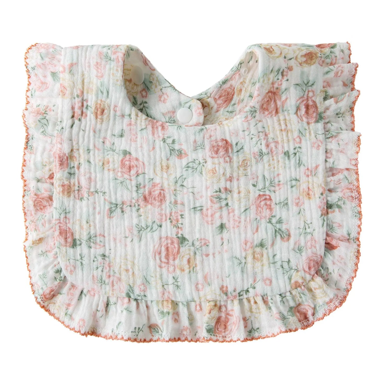 Lightweight Floral Baby Bib – Soft Cotton Gauze & Towel, Dual-Use Burp Cloth