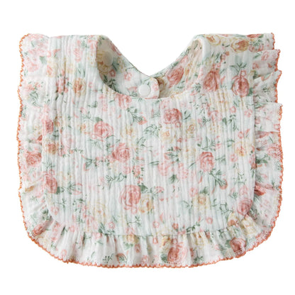 Lightweight Floral Baby Bib – Soft Cotton Gauze & Towel, Dual-Use Burp Cloth