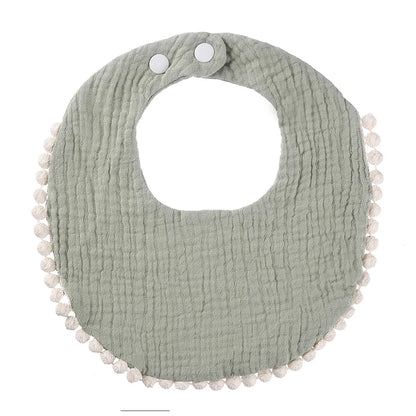 Solid Cotton Gauze Baby Bib – Soft Tassel Bandana Burp Cloth
