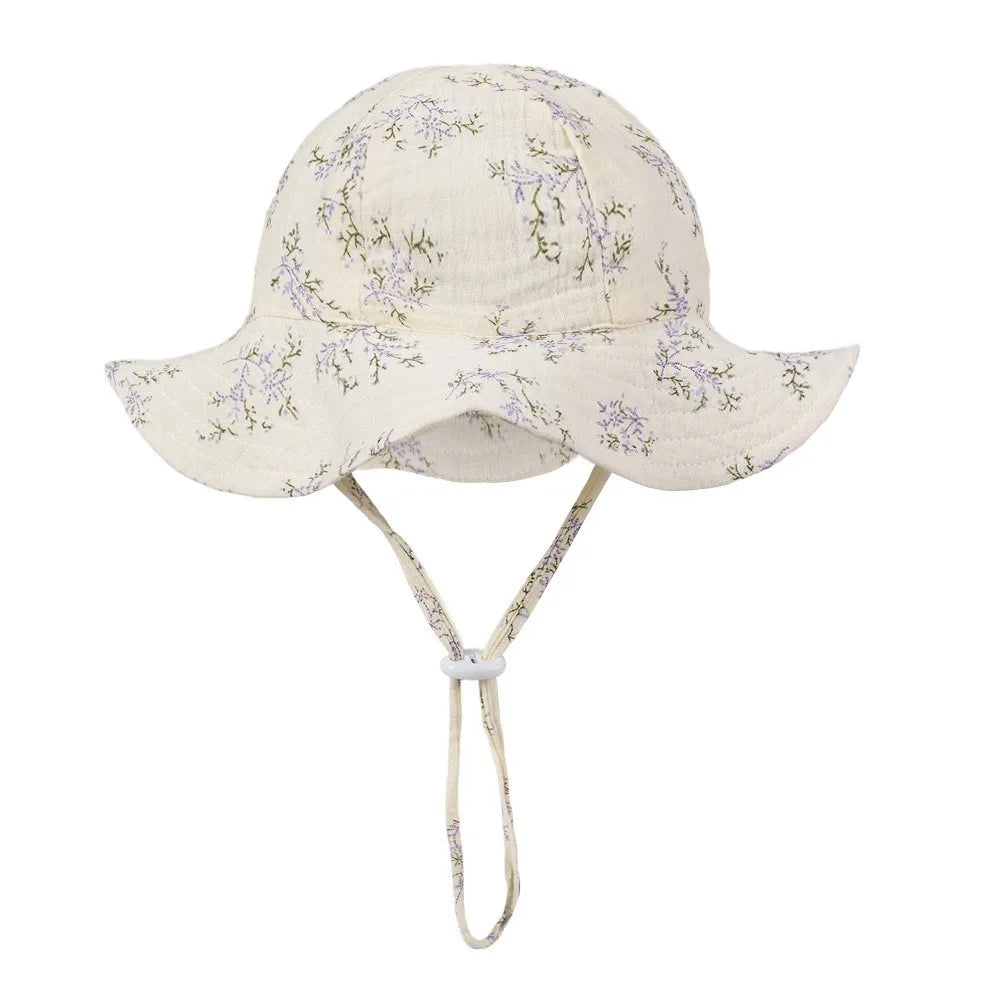 Floral Print Baby Bucket Hat – Soft Cotton Sun Cap