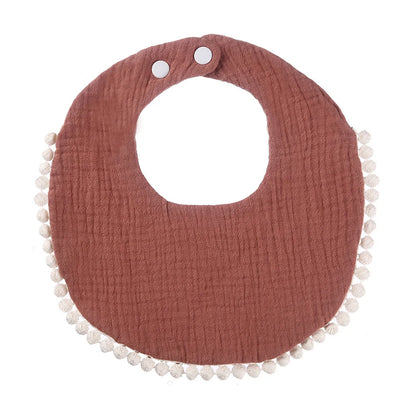 Solid Cotton Gauze Baby Bib – Soft Tassel Bandana Burp Cloth