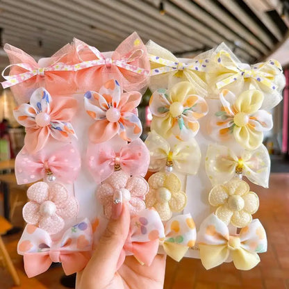 10Pcs/Set Baby Girl Bow Hair Clips – Lace Flower BB Clips