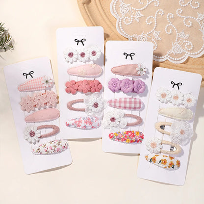 5Pcs Daisy Print BB Hair Clips for Girls – Sweet Style Hair Accessories Set