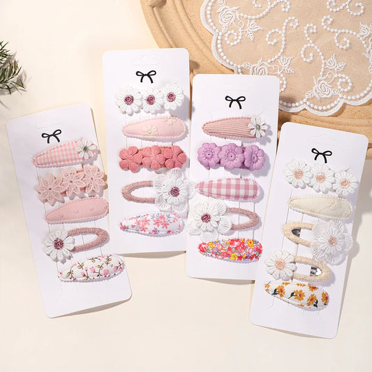 5Pcs Daisy Print BB Hair Clips for Girls – Sweet Style Hair Accessories Set