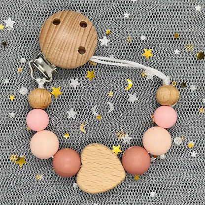 Custom Name DIY Silicone & Wooden Pacifier Clip – Personalized Teether Chain
