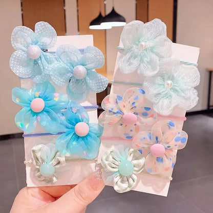 10Pcs Cute Flower Baby Hair Bands – Elastic Lace Hair Ties