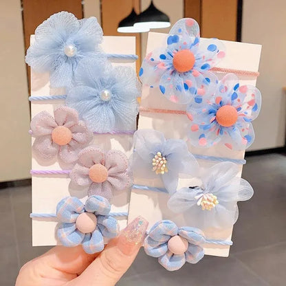 10Pcs Cute Flower Baby Hair Bands – Elastic Lace Hair Ties