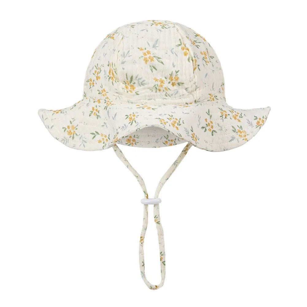 Floral Print Baby Bucket Hat – Soft Cotton Sun Cap
