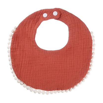 Solid Cotton Gauze Baby Bib – Soft Tassel Bandana Burp Cloth