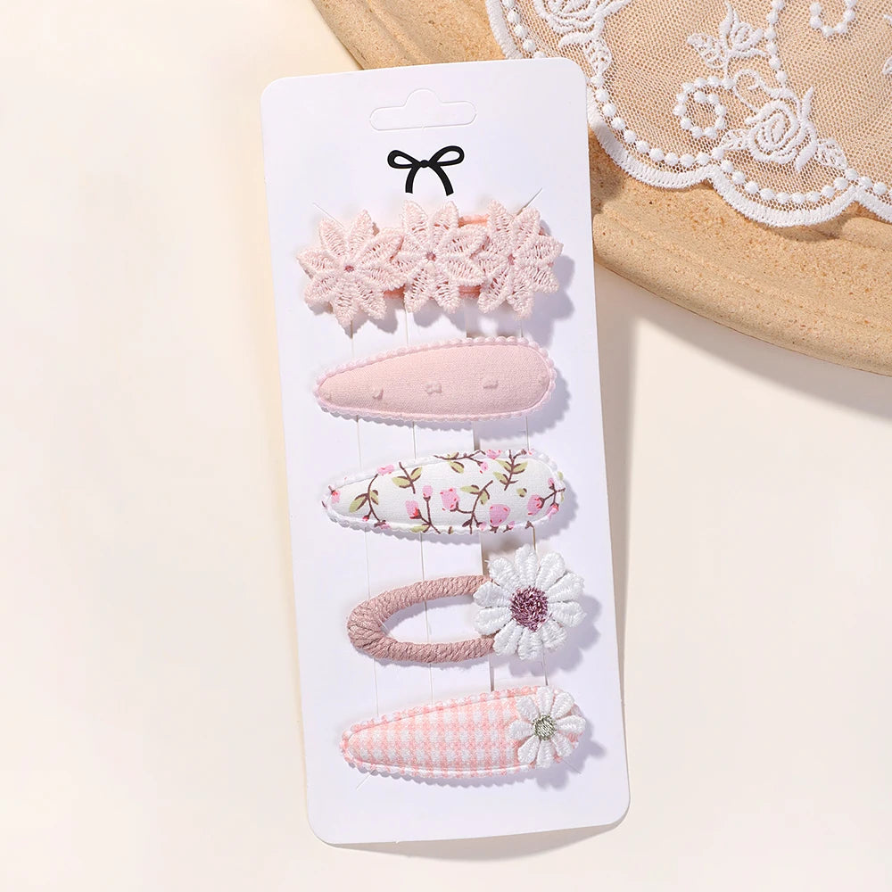5Pcs Daisy Print BB Hair Clips for Girls – Sweet Style Hair Accessories Set