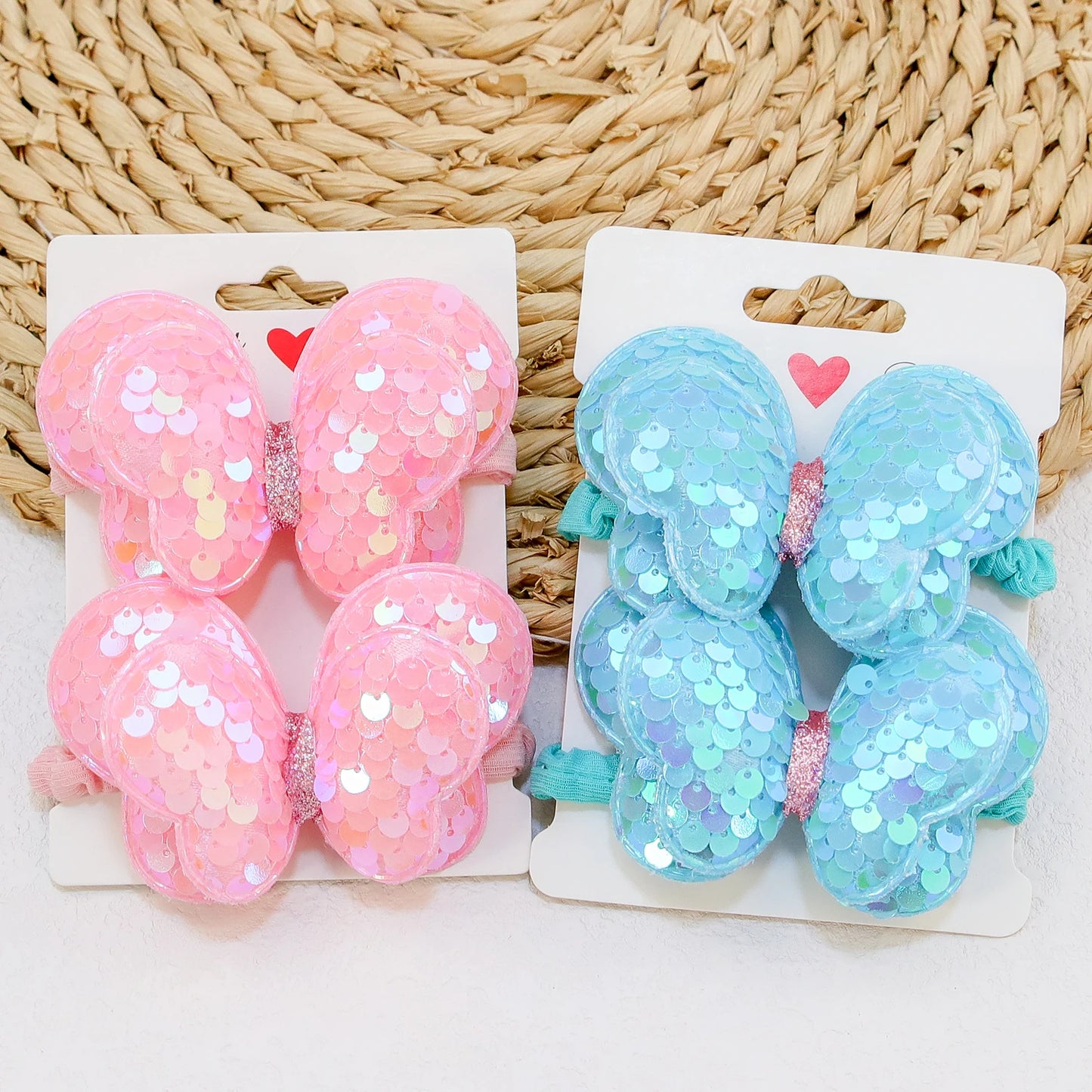 2Pcs Girls Butterfly Bow Hair Ties – Elastic Ponytail Holders