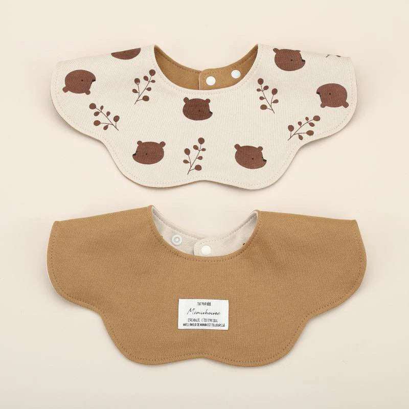 360° Rotatable Cotton Baby Bib – 6-Layer Double-Sided Animal Print