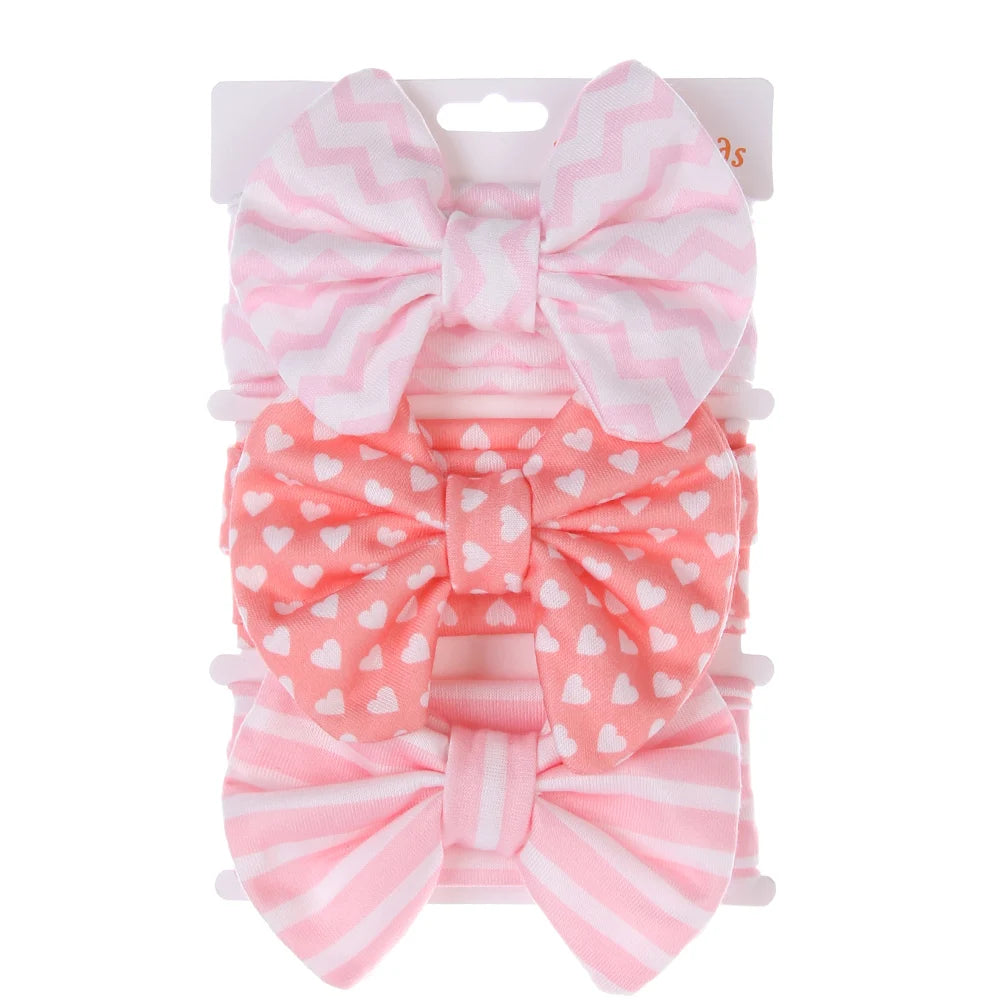 3Pcs/Set Printed Baby Headbands – Cotton Bow Hairbands