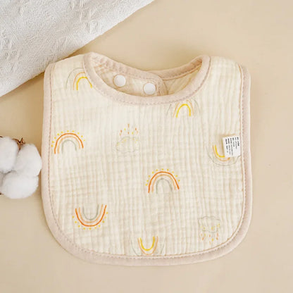 U-Shaped Cotton Baby Bib – Soft Gauze Burp Cloth with Animal Print