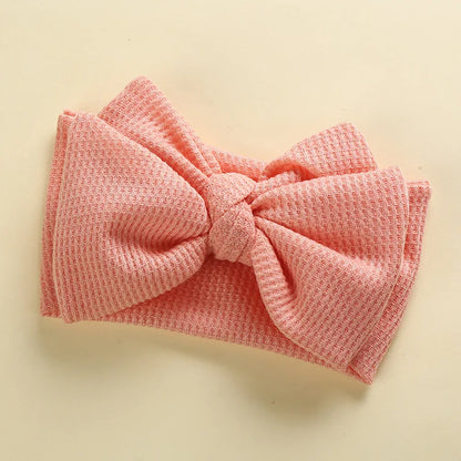Waffle Knit Baby Headband – Newborn Big Bow Hair Accessory for Girls