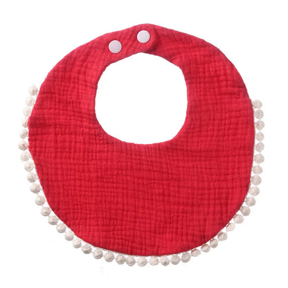 Solid Cotton Gauze Baby Bib – Soft Tassel Bandana Burp Cloth