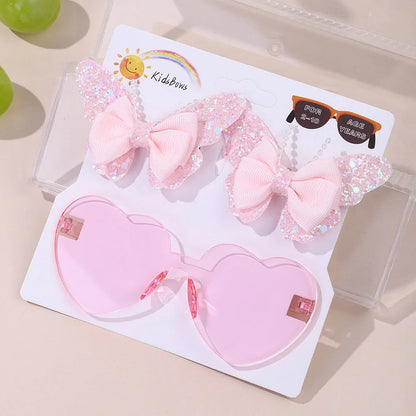 Sparkling Butterfly Hair Clip & Love Glasses Set – Fashion Kids Hair Accessories