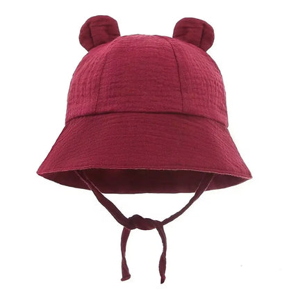 Solid Color Baby Bucket Hat – Soft Cotton Fisherman Sun Cap