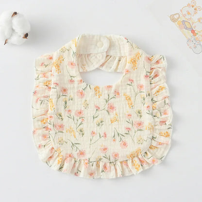 Soft Cotton Bib for Babies – Ruffle Trim Feeding & Drool Bib