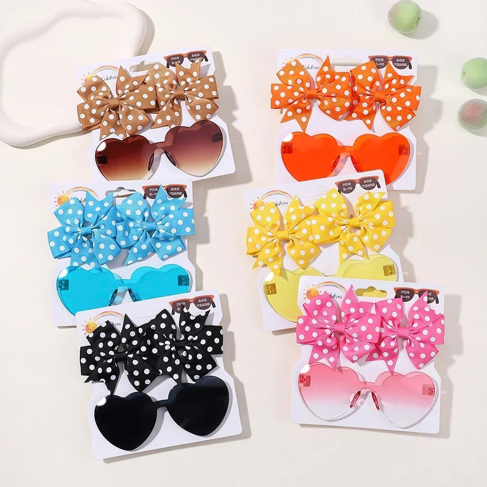Sparkling Butterfly Hair Clip & Love Glasses Set – Fashion Kids Hair Accessories
