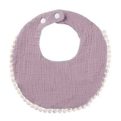 Solid Cotton Gauze Baby Bib – Soft Tassel Bandana Burp Cloth