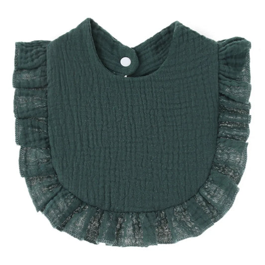 Ruffle Cotton Gauze Baby Bib – Soft Lace-Trimmed Saliva Towel