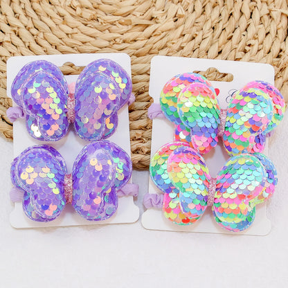 2Pcs Girls Butterfly Bow Hair Ties – Elastic Ponytail Holders