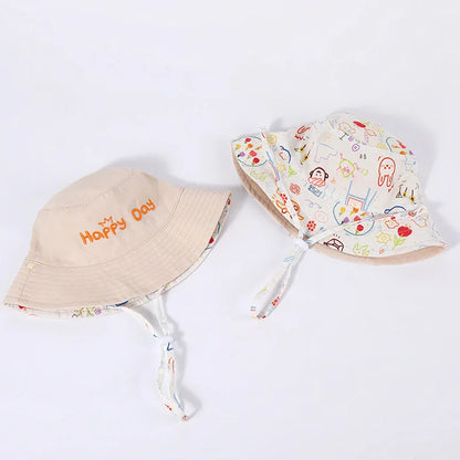 Double-Sided Baby Bucket Hat – Embroidered Cotton Summer Sun Cap