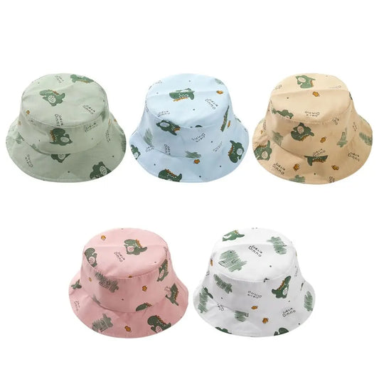 Anti-UV Dinosaur Kids Bucket Hat – Polyester Fisherman Cap