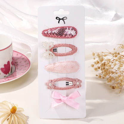 5Pcs Daisy Print BB Hair Clips for Girls – Sweet Style Hair Accessories Set