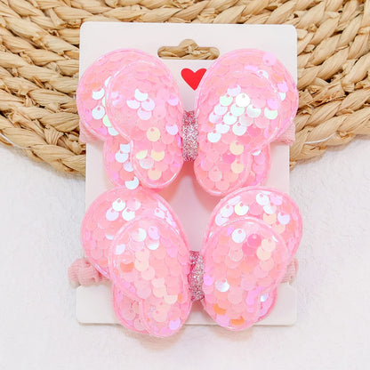 2Pcs Girls Butterfly Bow Hair Ties – Elastic Ponytail Holders
